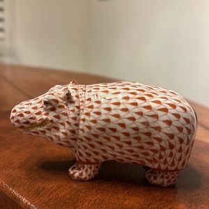 Herend Hippo. Blue and Orange. Made in Hungary.